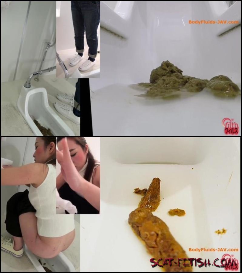 Girls defecates big shit pile in public toilet close-up.  -DefecationAmateur shitting BFFF-143 [280 MB/FullHD 1080p]