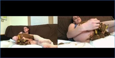 Emily Milk in Solo Scat Play with Banana and Peeing