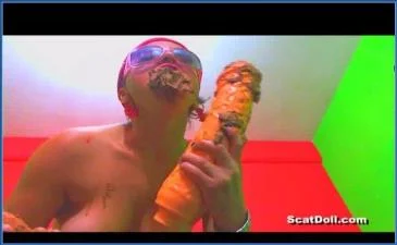 Doll's Dirty Scat Play with Big Dildo and Piss