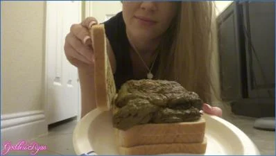 Goddess Ryan Pissing and Scat Sandwich in Black Dress Fetish Play