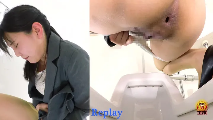 Shy Japanese Office Lady Caught on Noisy Toilet Dropping a Warm Load